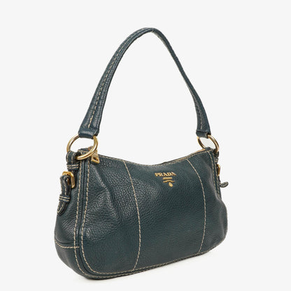 Prada Vitello Daino Schultertasche aus dunkelblauem Leder