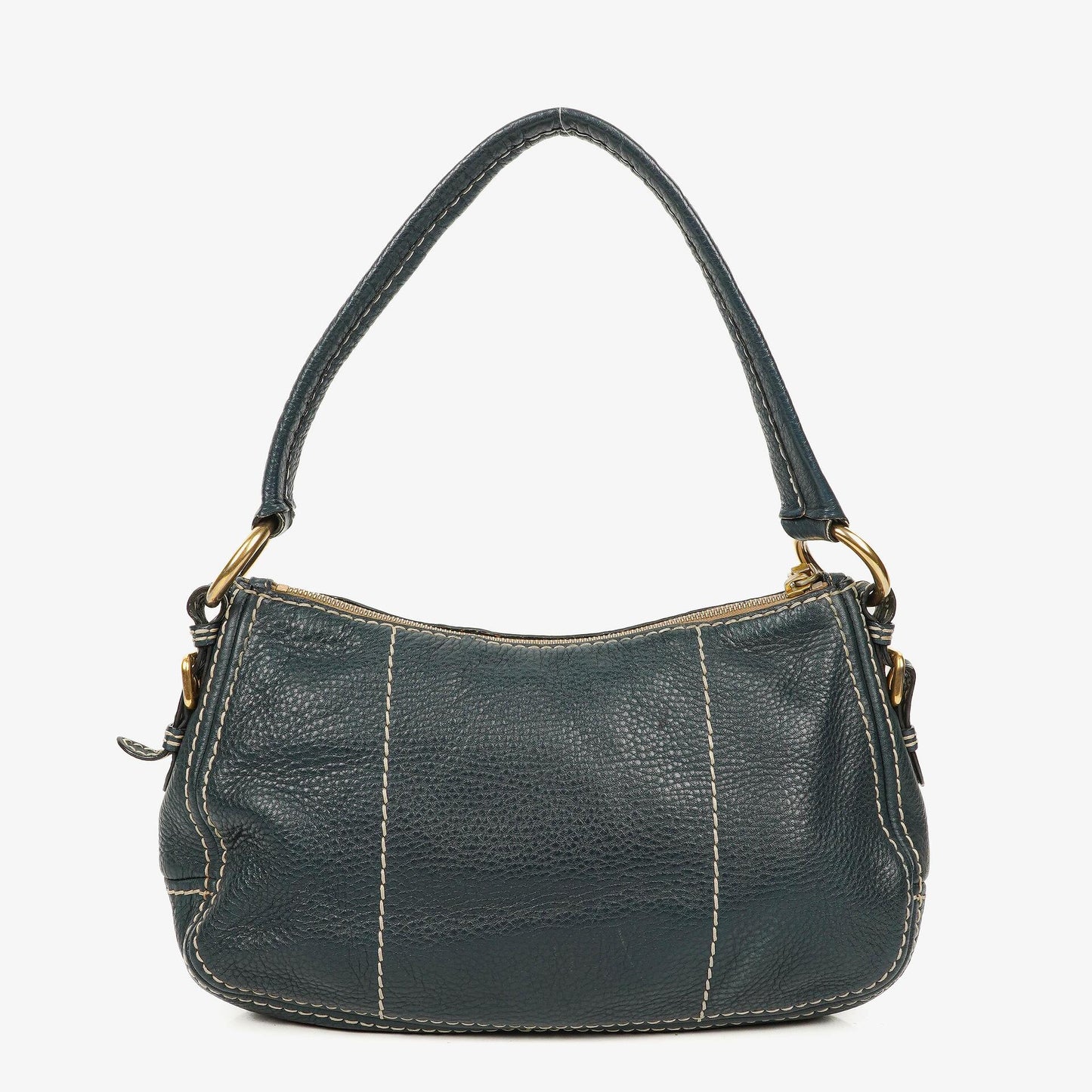 Prada Vitello Daino Schultertasche aus dunkelblauem Leder