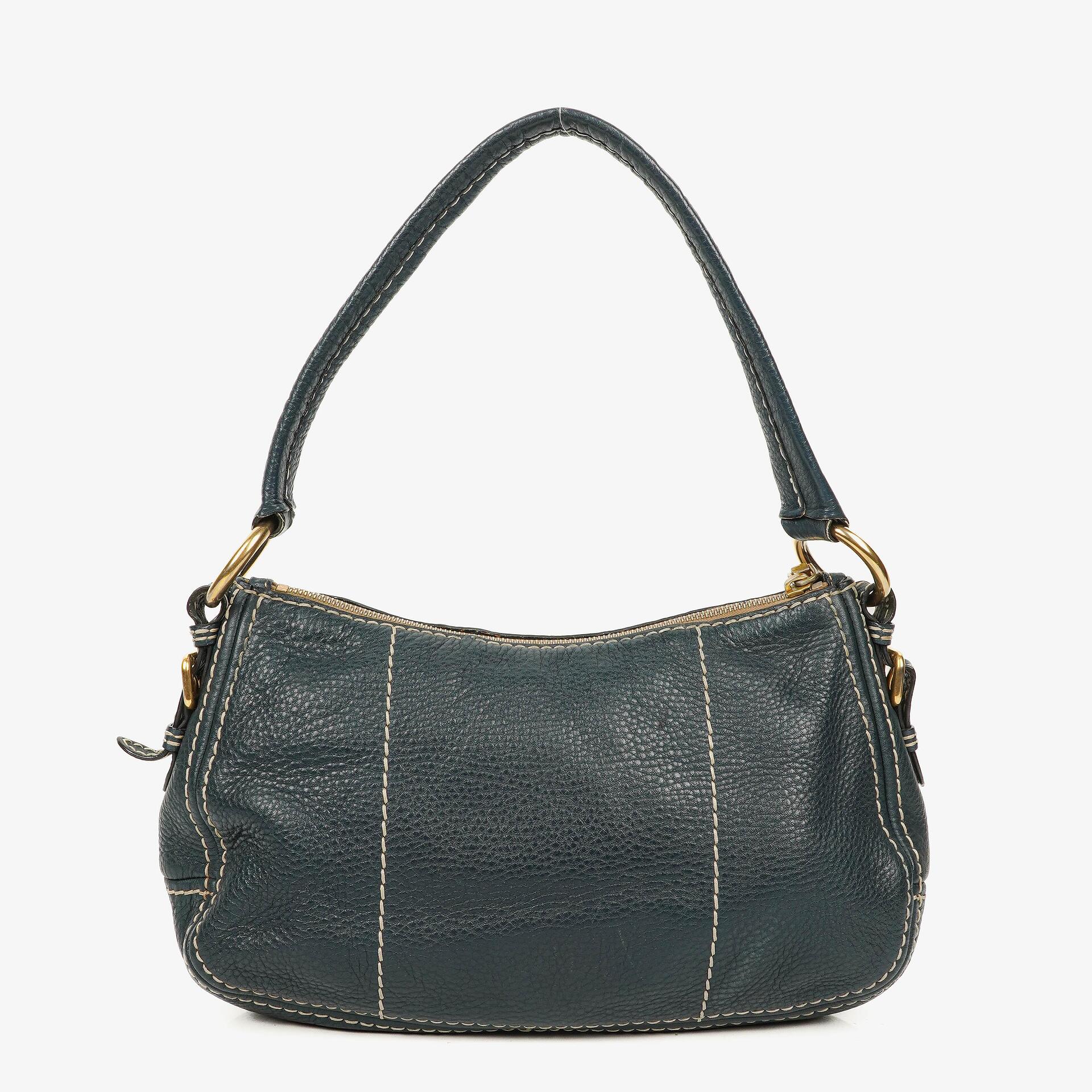 Prada Vitello Daino Schultertasche aus dunkelblauem Leder