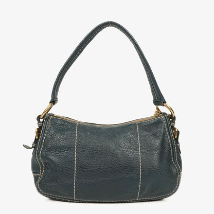 Prada Vitello Daino Schultertasche aus dunkelblauem Leder