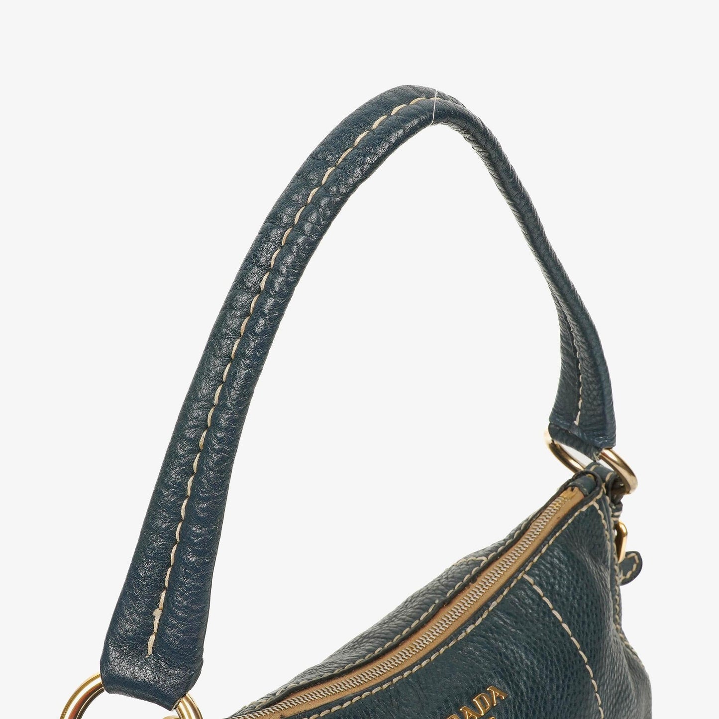 Prada Vitello Daino Schultertasche aus dunkelblauem Leder