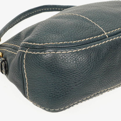 Prada Vitello Daino Schultertasche aus dunkelblauem Leder