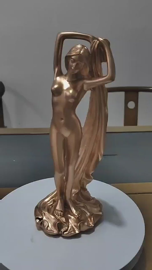 Weibliche Akt Figur – Sexy Frau Statue – Elegante Deko in Bronze-Optik