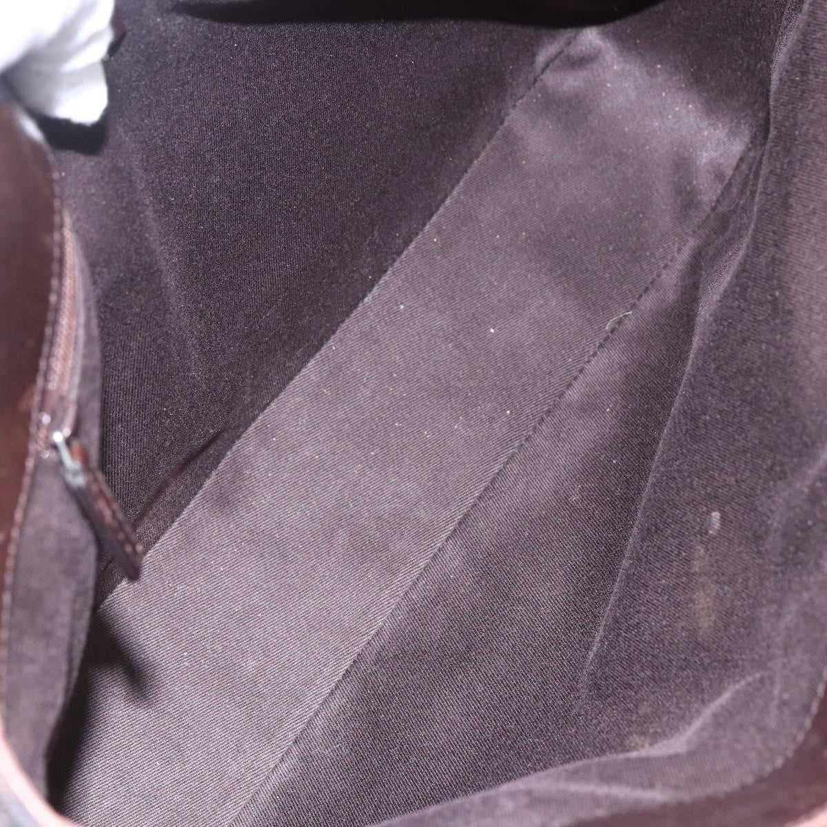 Gucci GUCCI GG Canvas Hand Bag Dark Brown Gold 73983 Authentic 151009