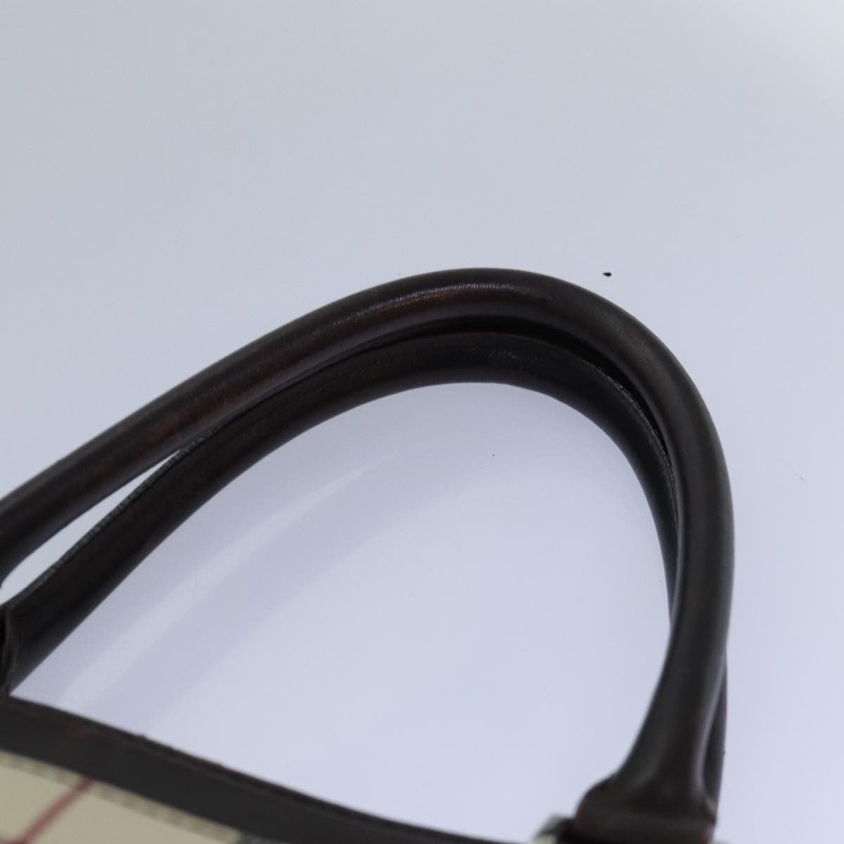 Burberry BURBERRY Nova Check Hand Bag Nylon Beige Silver Authentic 85862