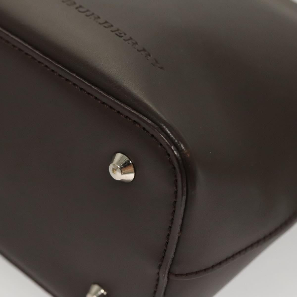 Burberry BURBERRY Shoulder Bag Leather Brown Silver Authentic BA2674