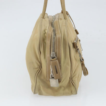 Prada PRADA Hand Bag Nylon Beige Silver Authentic 166752
