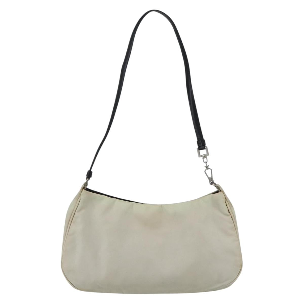 Prada PRADA Shoulder Bag Nylon Beige Silver Authentic 162128