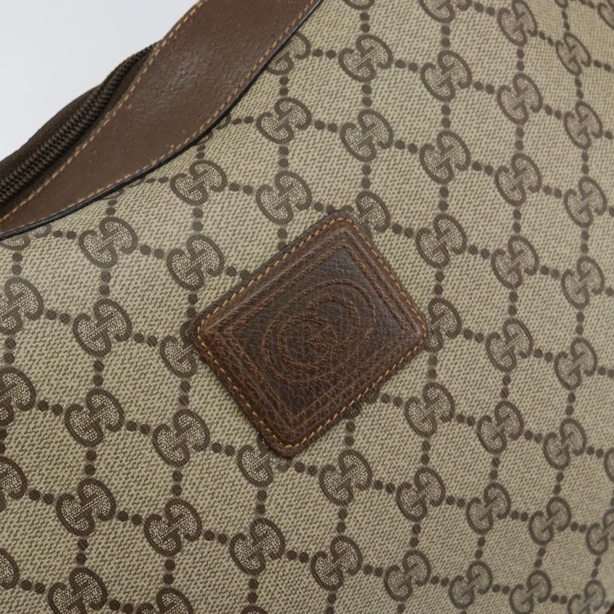 Gucci GUCCI GG Supreme Shoulder Bag PVC Beige Gold Authentic ep12173
