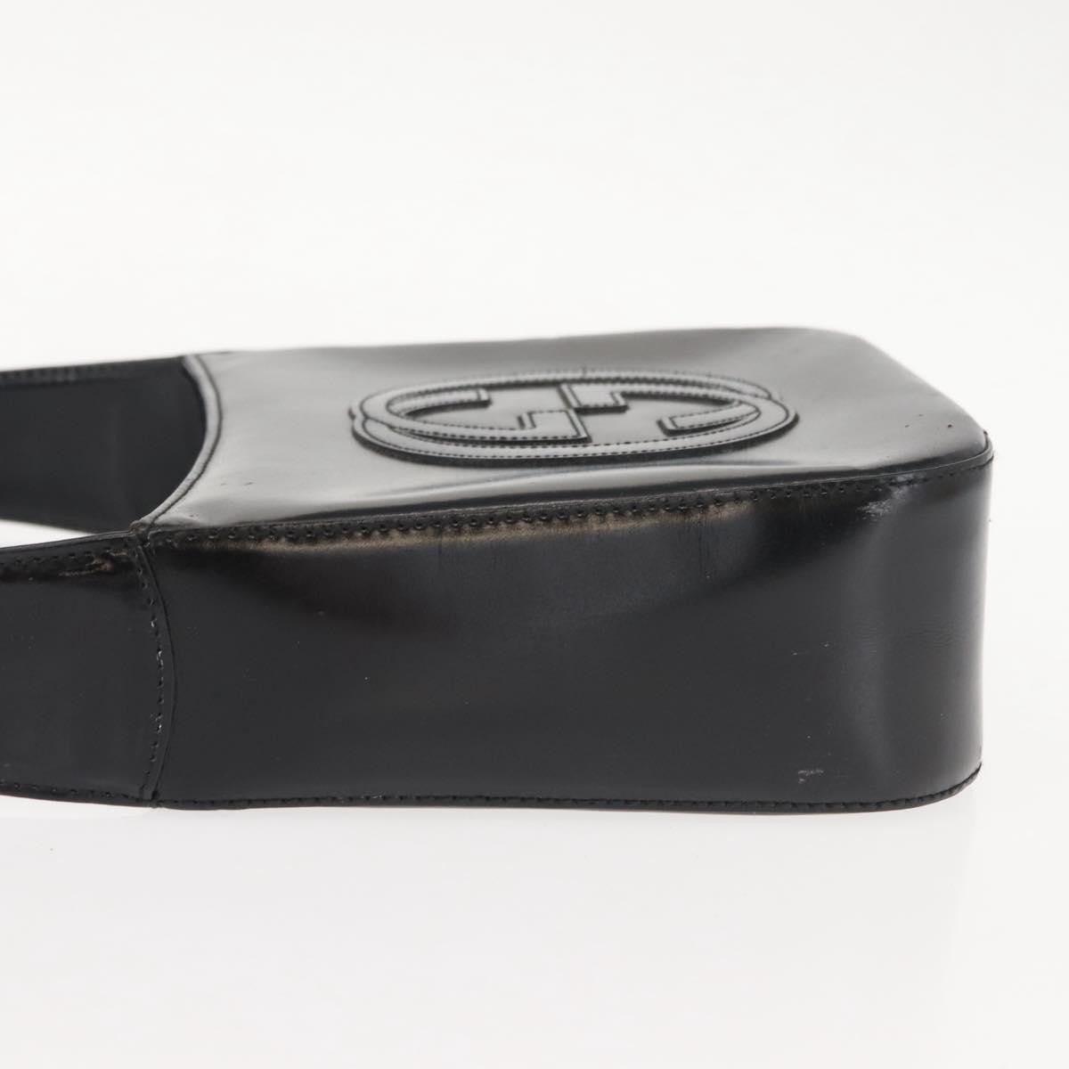 Gucci GUCCI Shoulder Bag Enamel Black Silver Authentic fm4926