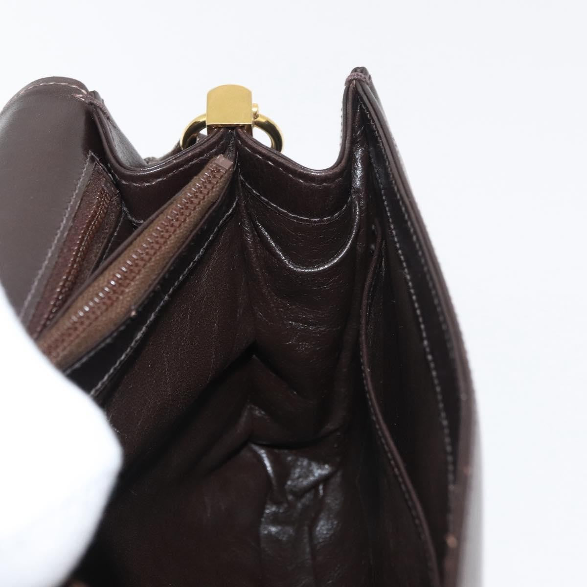 Gucci GUCCI Shoulder Bag Leather Brown Gold Authentic ep14284