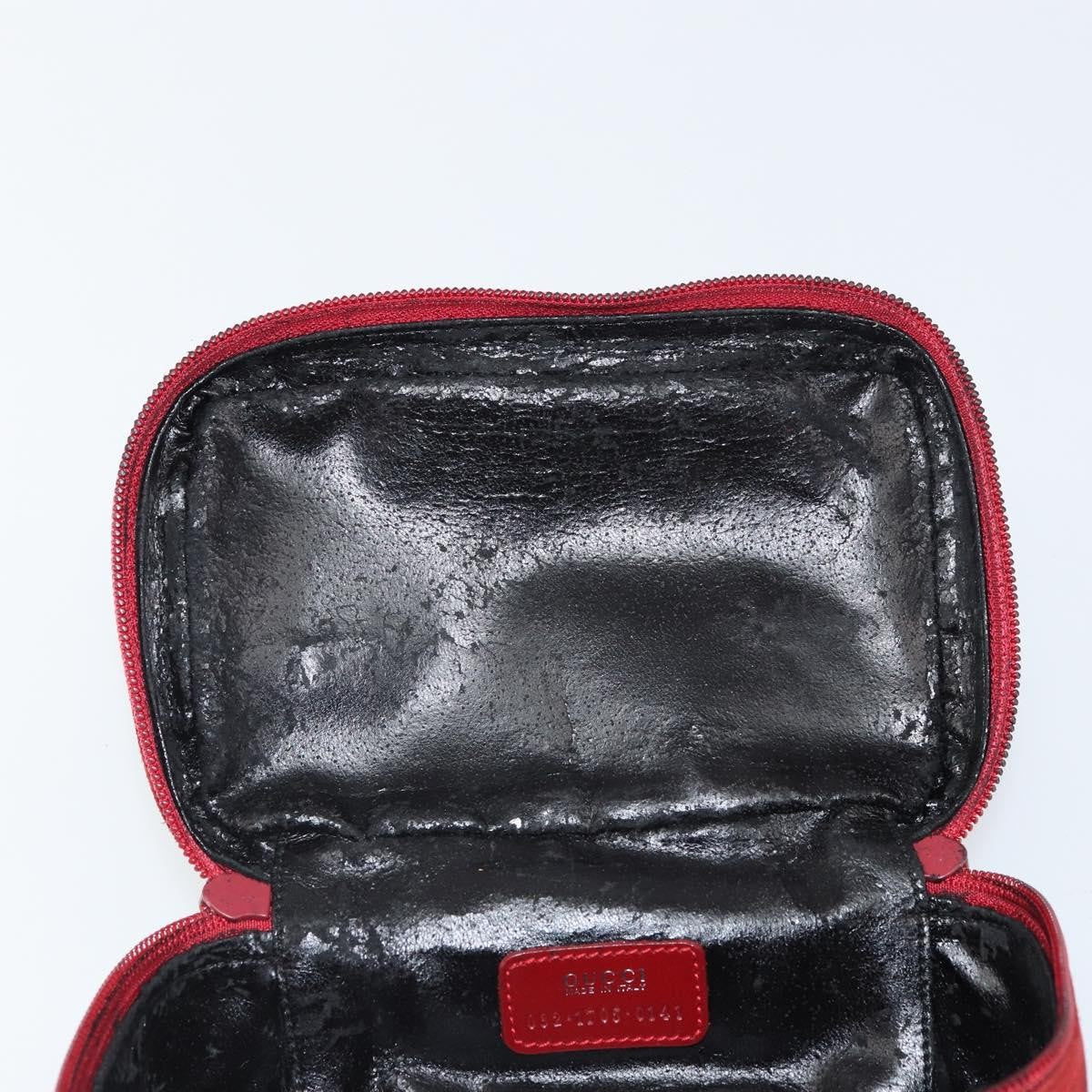 Gucci GUCCI Horsebit Vanity Bag Hand Bag Suede Red Gold 032 1705 0141 Authentic yk19984