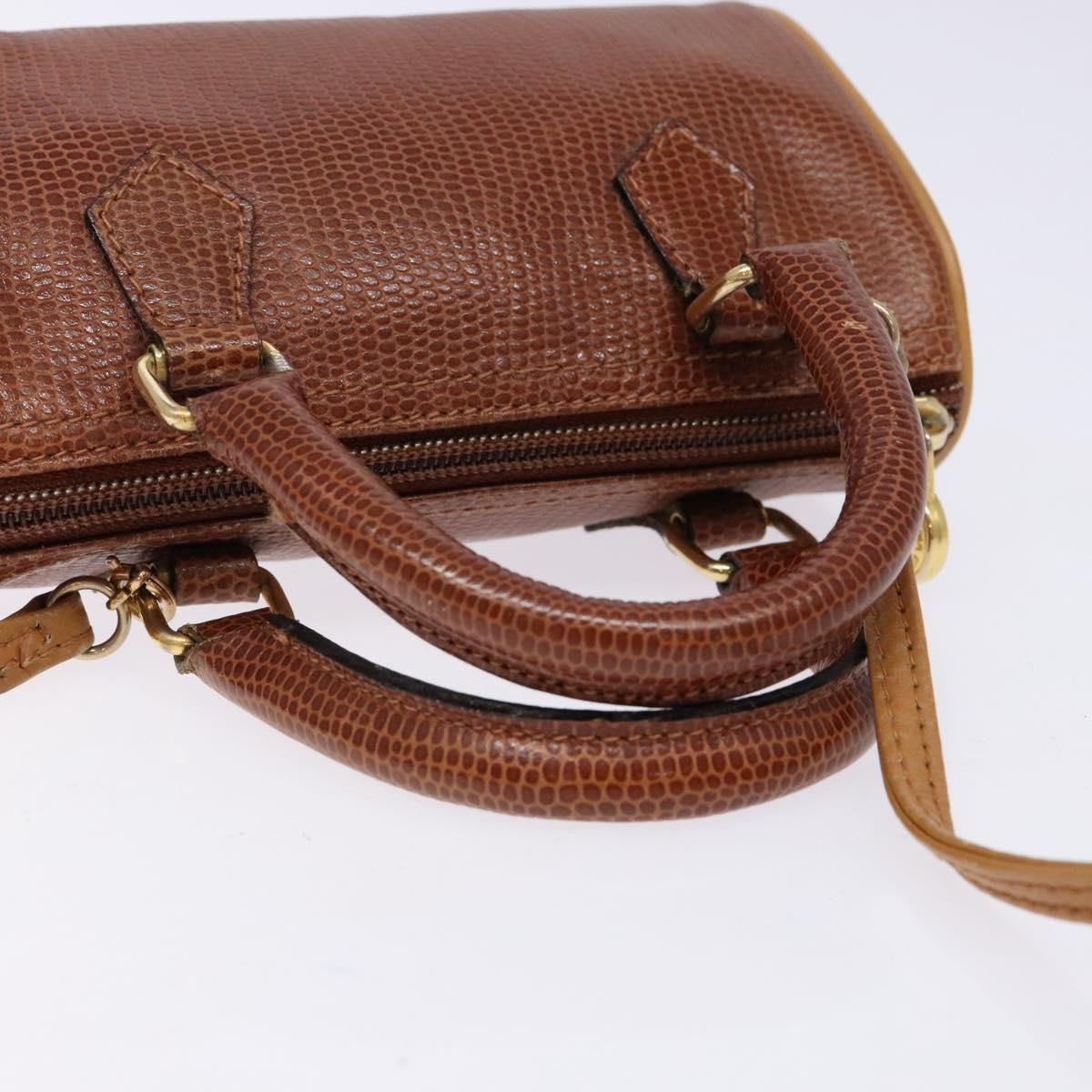Fendi FENDI Hand Bag Leather 2way Brown Gold Authentic sw1085