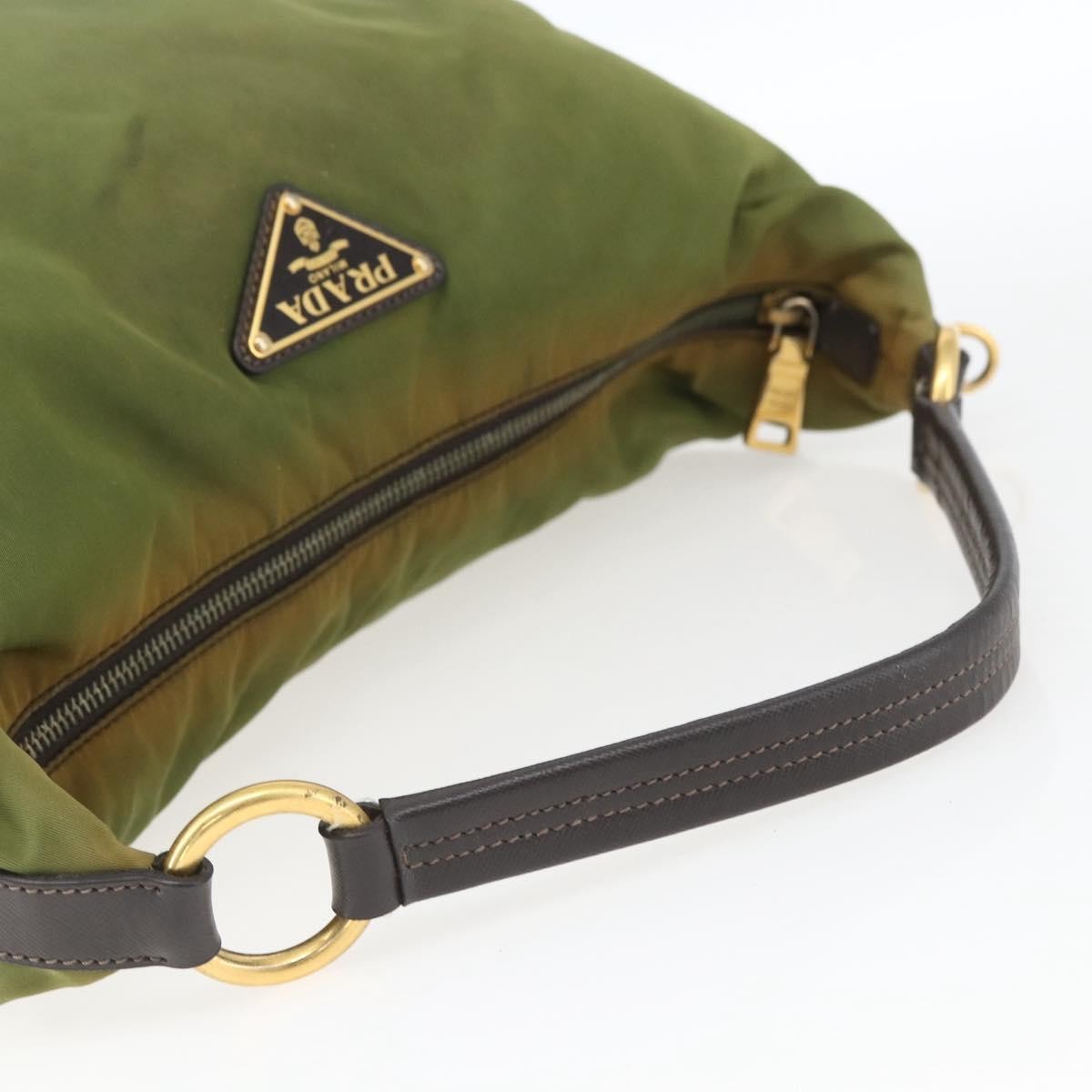 Prada PRADA Shoulder Bag Nylon Leather Khaki Gold Authentic 165173