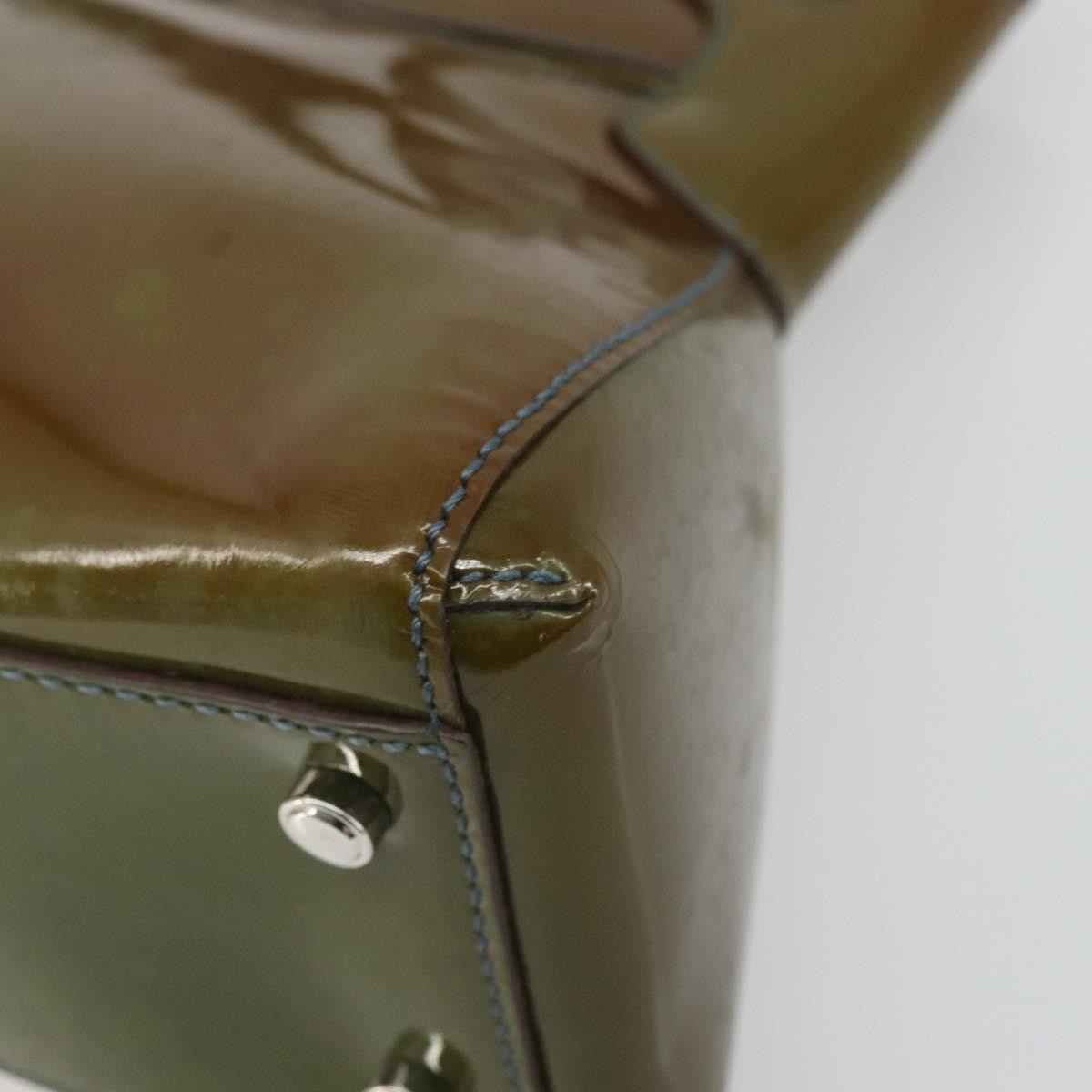 Cartier CARTIER Marcello Hand Bag Patent leather Green Silver Authentic bs34215