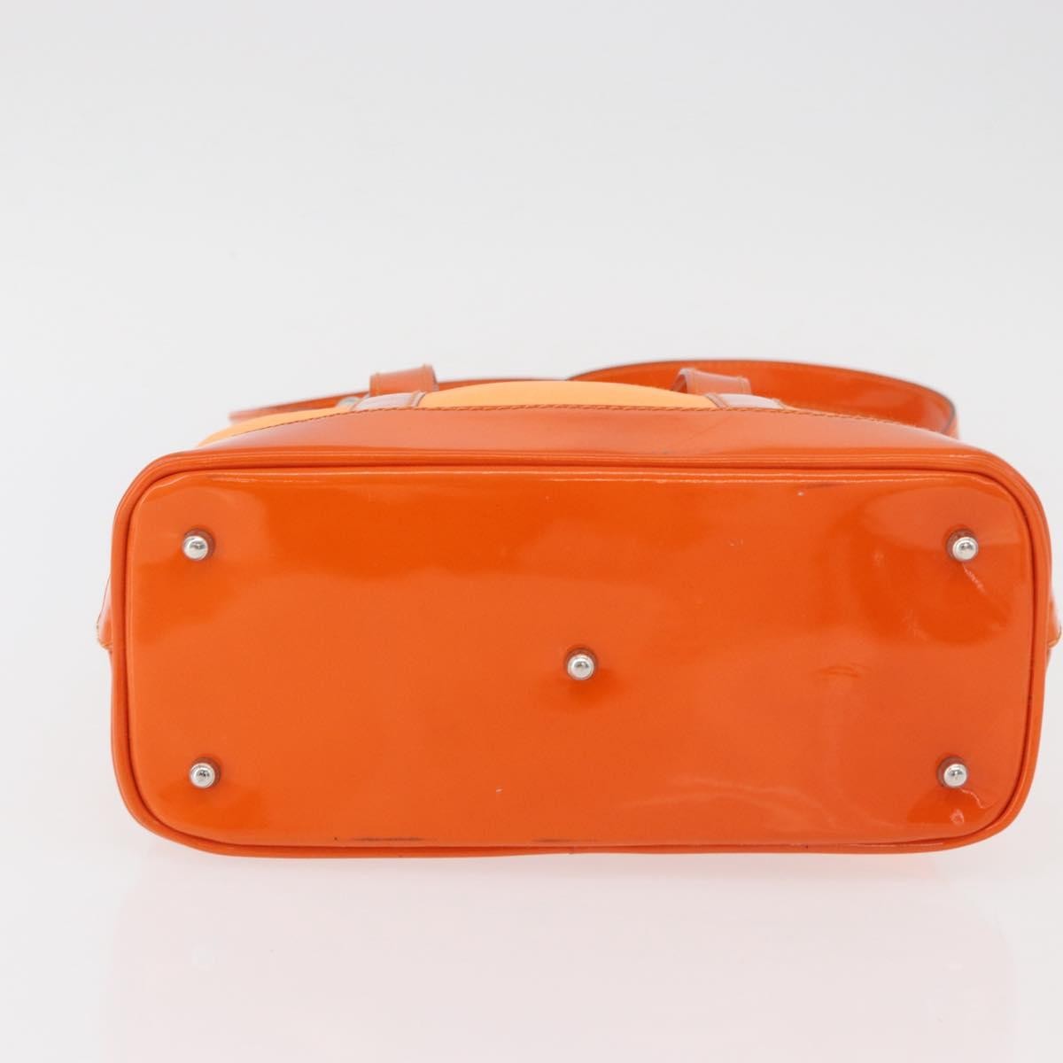 Gucci GUCCI Bamboo Hand Bag Patent leather 2way Orange Silver Authentic 162597