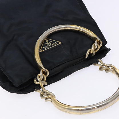 Prada PRADA Hand Bag Nylon Navy Gold Authentic 141629