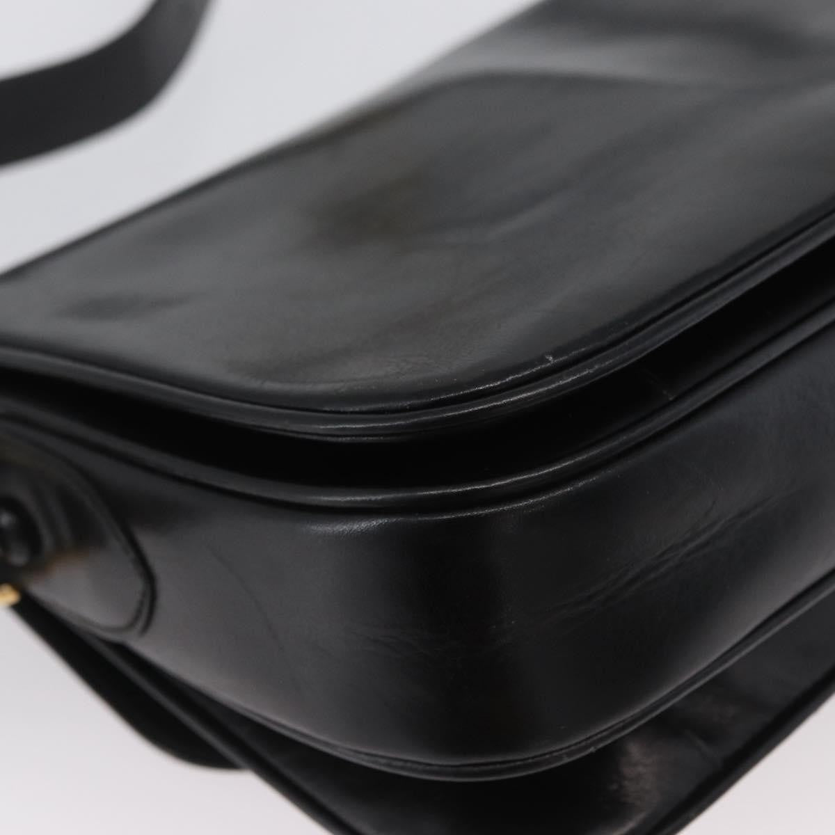 Celine CELINE Horse Carriage Shoulder Bag Leather Black Gold Authentic bs33584