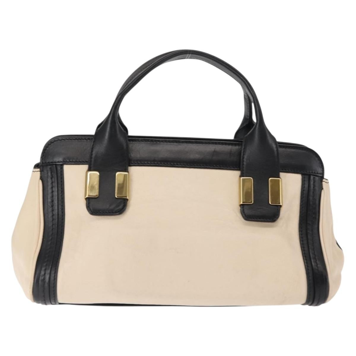 Chloé Chloé Chloe Little Alice Hand Bag Leather 2way White Gold Authentic am9323