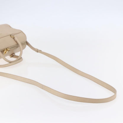 Saint Laurent SAINT LAURENT Mini Boston Bag Leather 2way Beige Gold Authentic bs30083