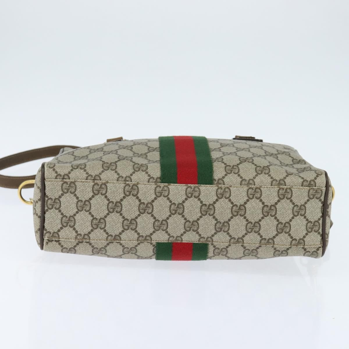 Gucci GUCCI GG Supreme Web Sherry Line Hand Bag PVC 2way Beige 67 02 3839 Authentic 148415