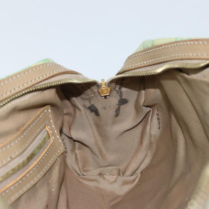 Fendi FENDI Zucchino Canvas Hand Bag Coated Canvas Green Gold Authentic ARZ139