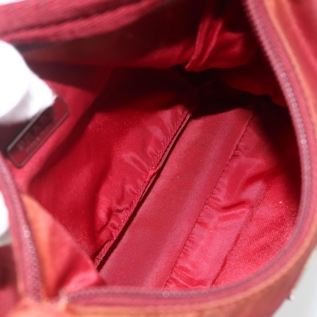 Prada PRADA Hand Bag Nylon Red Silver Authentic LNZ991