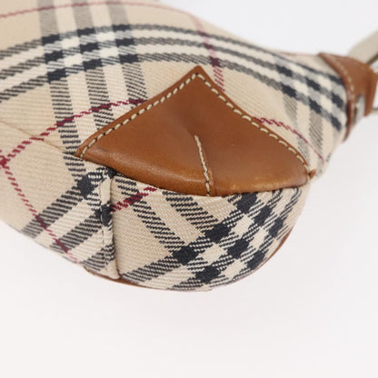 Burberry BURBERRY Nova Check Blue Label Shoulder Bag Canvas Beige Silver Authentic 179380A