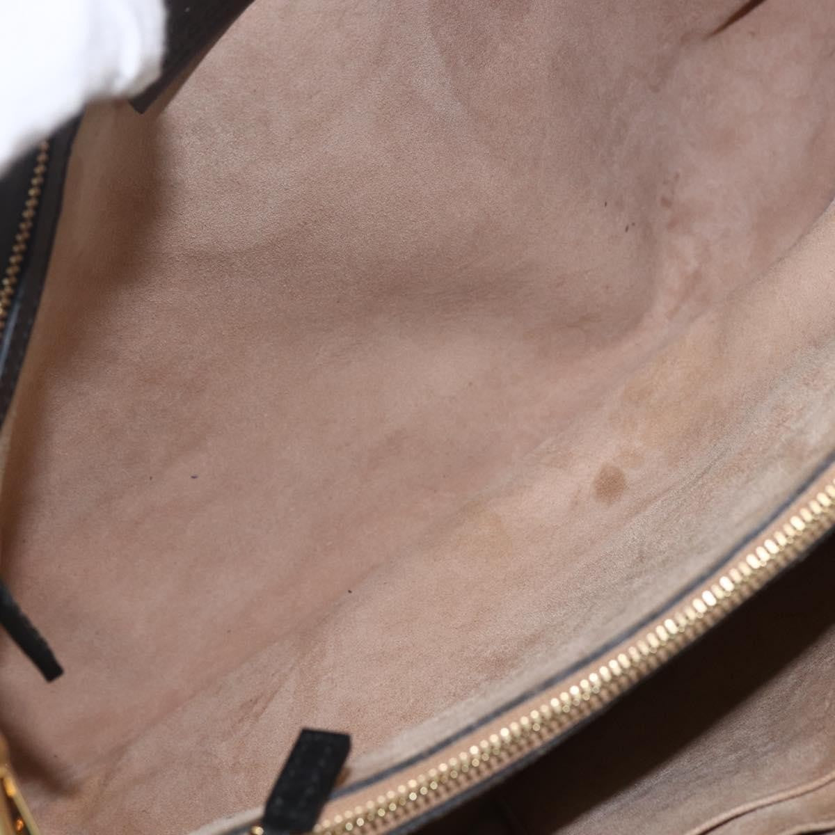 Gucci GUCCI Web Sherry Line Silvi Tote Bag Leather 2way Black Gold 453790 Authentic ki6344