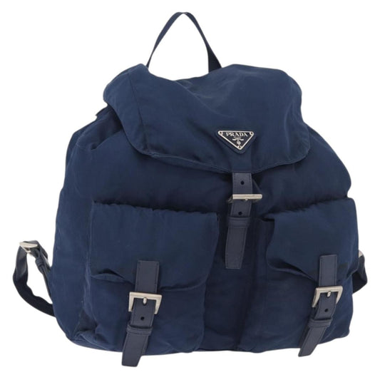 Prada PRADA Backpack Nylon Navy Silver Authentic 161363 Bag