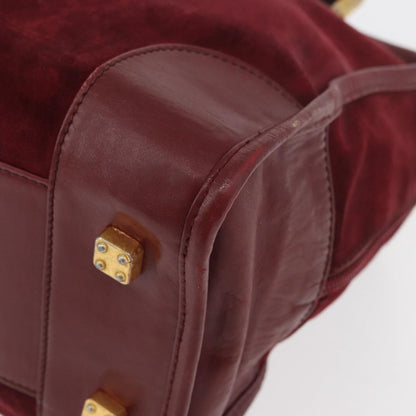 Loewe LOEWE Anagram Hand Bag Suede Leather Bordeaux Gold Authentic bs34369