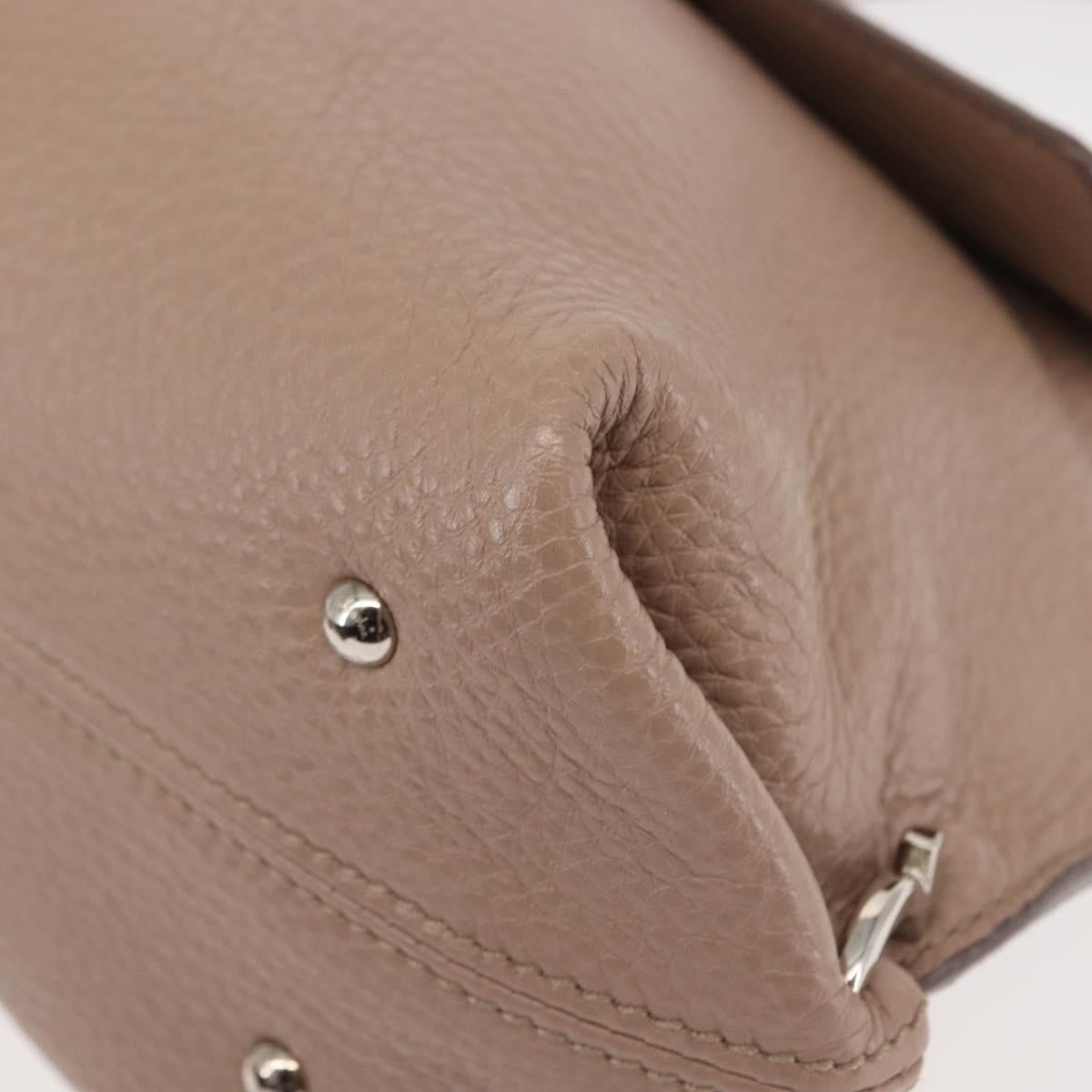 Salvatore Ferragamo Salvatore Ferragamo Gancini Sophia Hand Bag Leather Beige Silver Authentic 145498