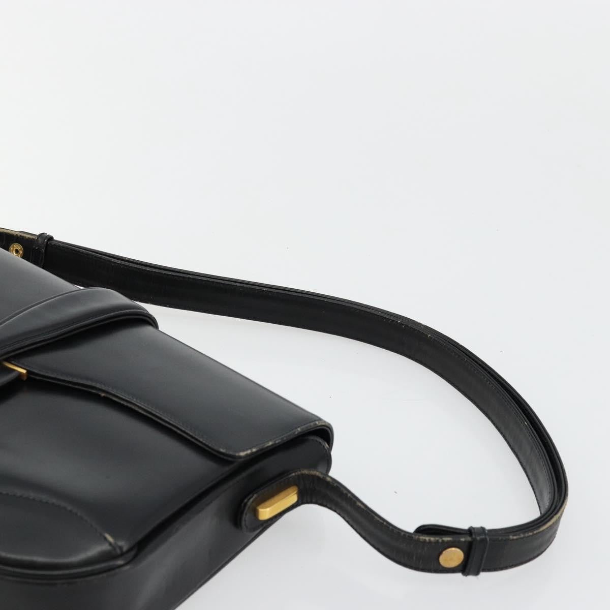 Gucci GUCCI Shoulder Bag Leather Black Gold Authentic 177992