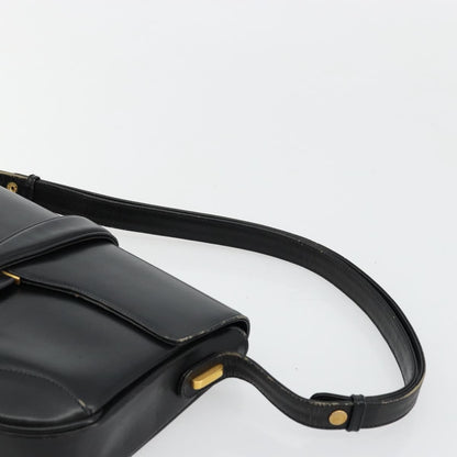 Gucci GUCCI Shoulder Bag Leather Black Gold Authentic 177992
