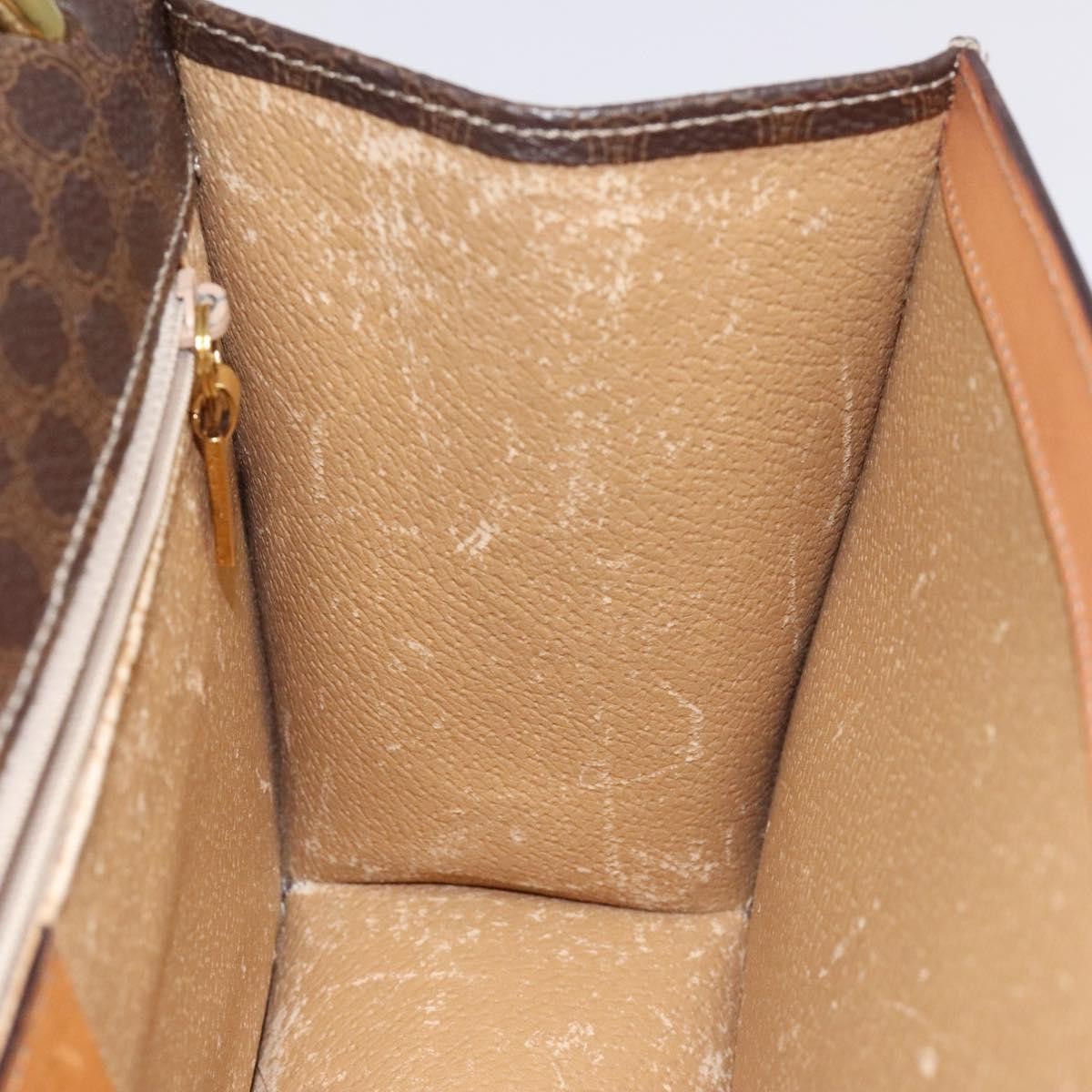 Celine CELINE Macadam Canvas Shoulder Bag PVC Leather Brown Gold Authentic 122137