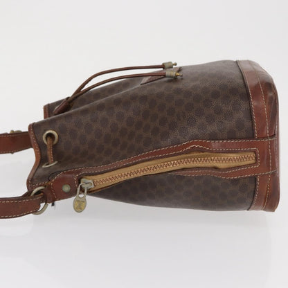 Celine CELINE Macadam Canvas Shoulder Bag PVC Leather Brown Gold Authentic 162040