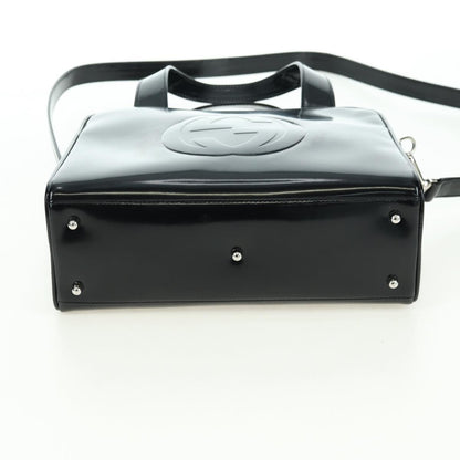 Gucci GUCCI Hand Bag Patent leather 2way Black Silver Authentic 176640
