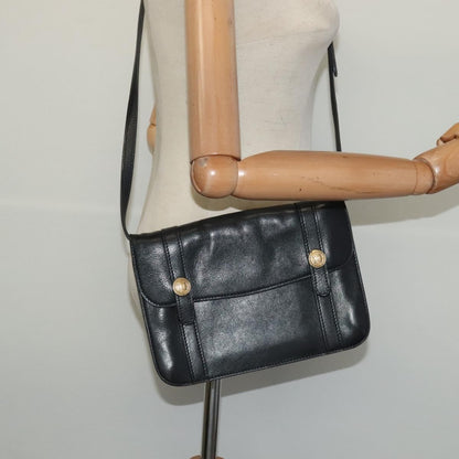Celine CELINE Shoulder Bag Leather Black Gold Authentic 126895