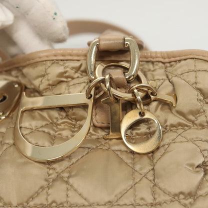 Dior Christian Dior Canage Hand Bag Nylon Beige Gold Authentic mr1376