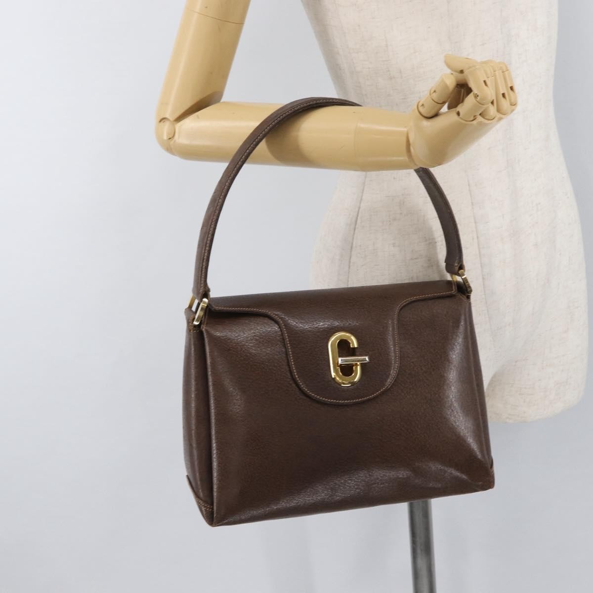 Gucci GUCCI Shoulder Bag Leather Brown Gold Authentic BAZ570