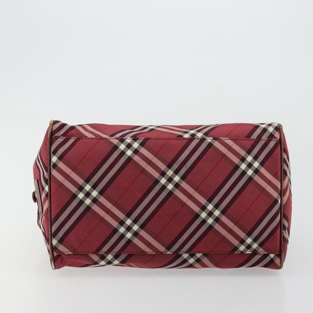 Burberry BURBERRY Nova Check Blue Label Hand Bag Nylon Red Silver Authentic bs34679