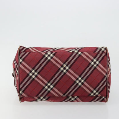 Burberry BURBERRY Nova Check Blue Label Hand Bag Nylon Red Silver Authentic bs34679