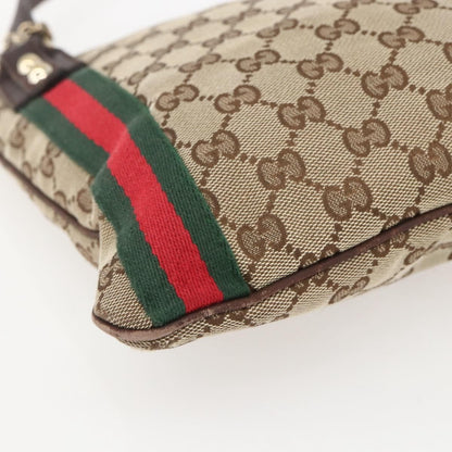 Gucci GUCCI GG Canvas Web Sherry Line Shoulder Bag Beige Gold 144388 Authentic hk3291