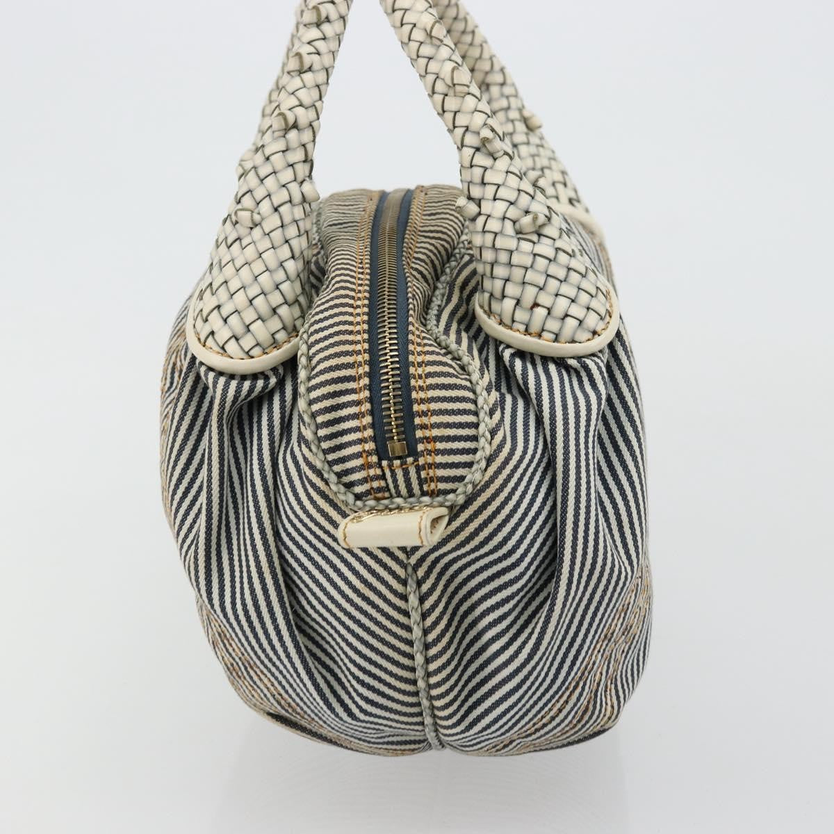 Fendi FENDI Spy Hand Bag Canvas Navy Gold Authentic bs35147A