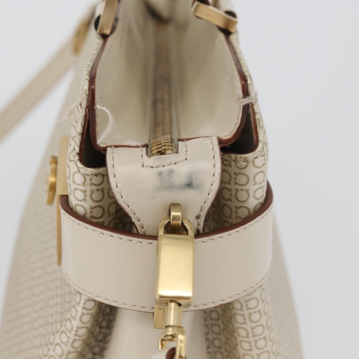 Salvatore Ferragamo Salvatore Ferragamo Gancini Hand Bag Leather 2way Ivory Gold Authentic 172181