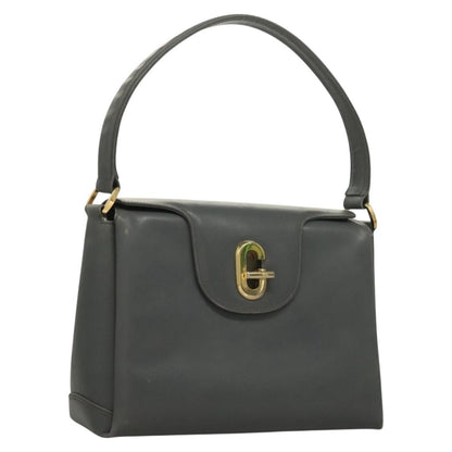 Gucci GUCCI Hand Bag Leather Gray Silver Authentic mr1461