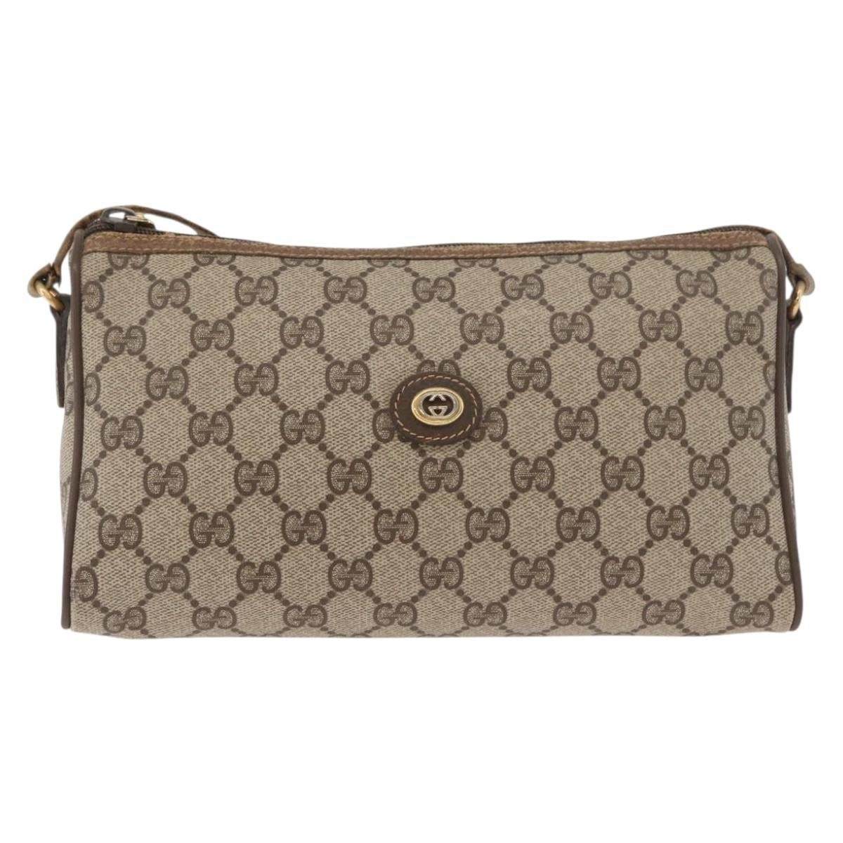 Gucci GUCCI GG Supreme Shoulder Bag PVC Beige Gold 89 02 086 Authentic BA12793