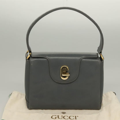 Gucci GUCCI Hand Bag Leather Gray Silver Authentic mr1461