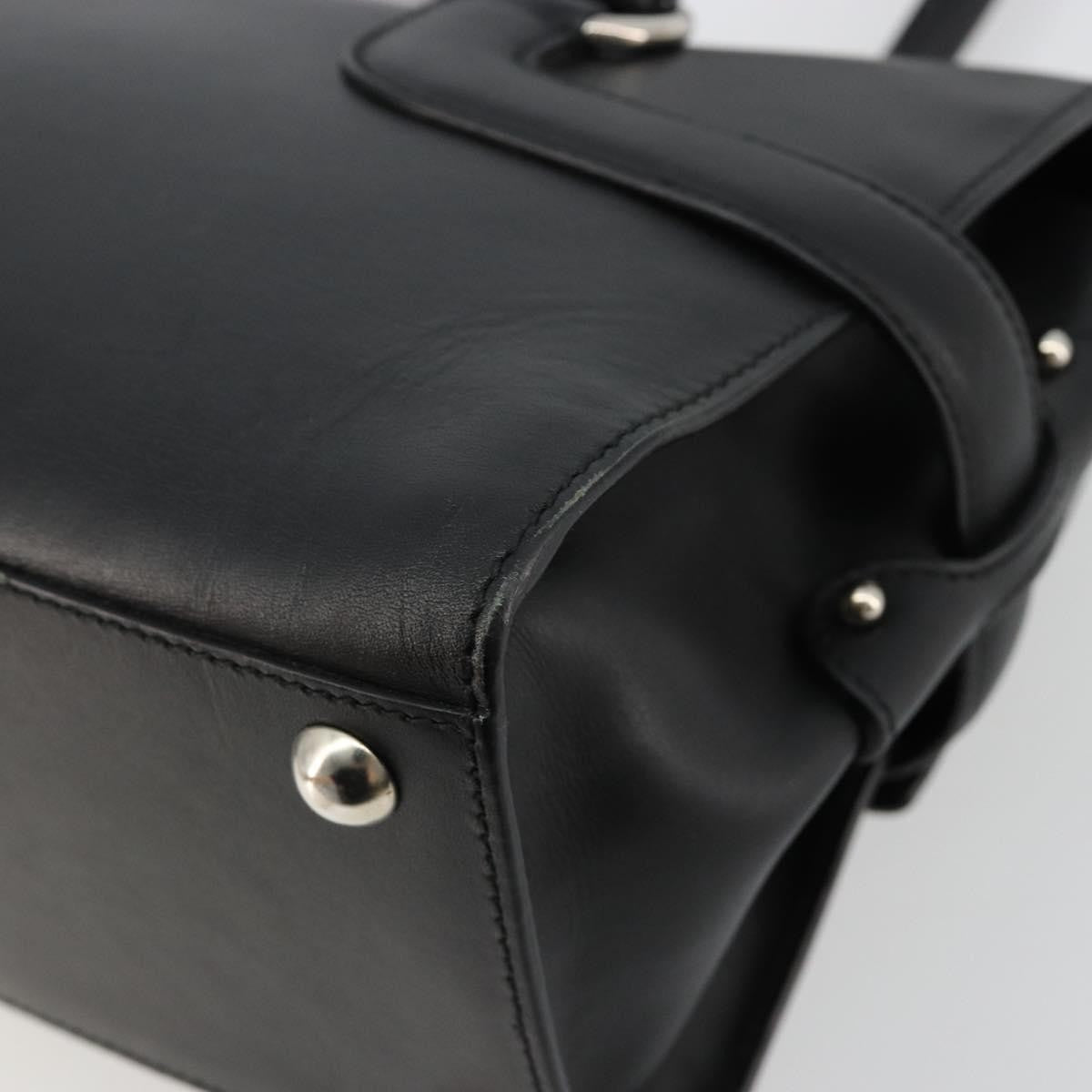 Salvatore Ferragamo Salvatore Ferragamo Gancini Hand Bag Leather Black Silver Authentic 180592