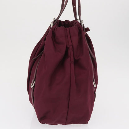Prada PRADA Tote Bag Nylon Bordeaux Gold Authentic ep12877